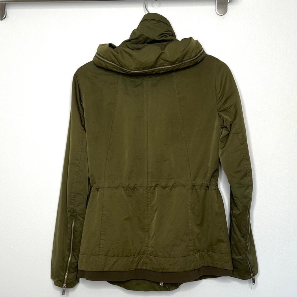 Zara Basic Olive Green Utility Jacket Packable Ho… - image 4